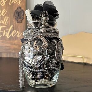 Elegant Black and Silver Mystery Jar With Black And Silver